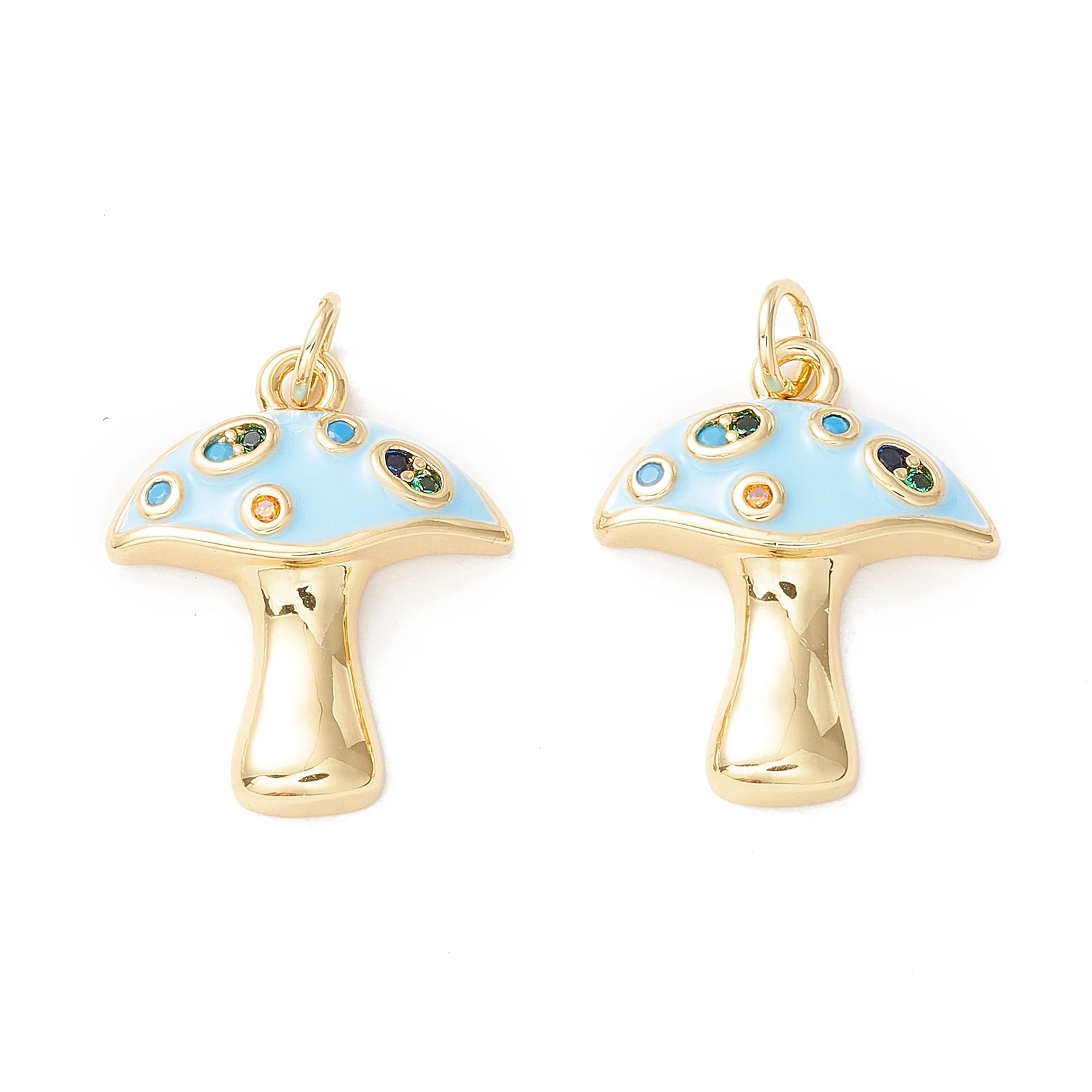 

10pcs Enamel Mushroom Charms Brass Micro Pave Colorful Cubic Zirconia Pendants Real 18K Golden Plated for Necklace DIY Supplies