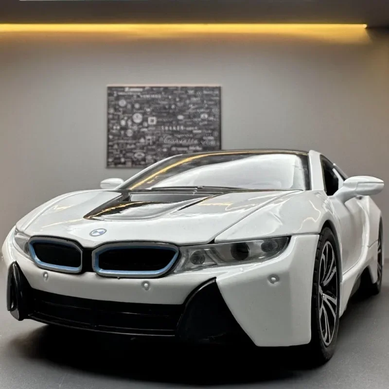 1/22 Scale BMW I8 Sport Car Model Sound Light Collective Diecasts Toys Vehicles Children Car Gift  Voiture Miniature Home Decor