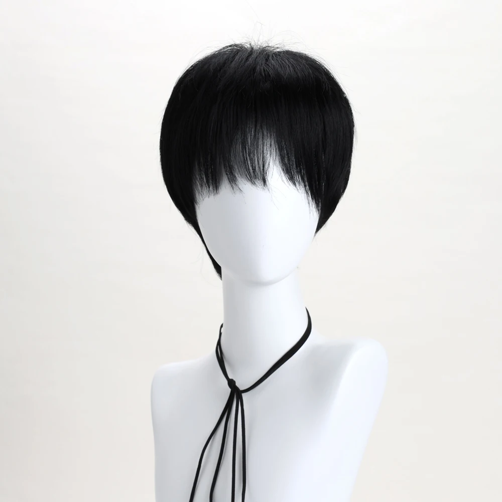10 Inch Synthetic Wigs Black Short Curly Wig Anime Hatter for Cosplay Halloween Costume Party