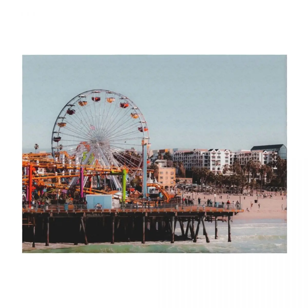

colorful ferris wheel at Santa Monica pier California USA Throw Blanket Blankets For Bed Sofa Throw Luxury St for sofa Blankets