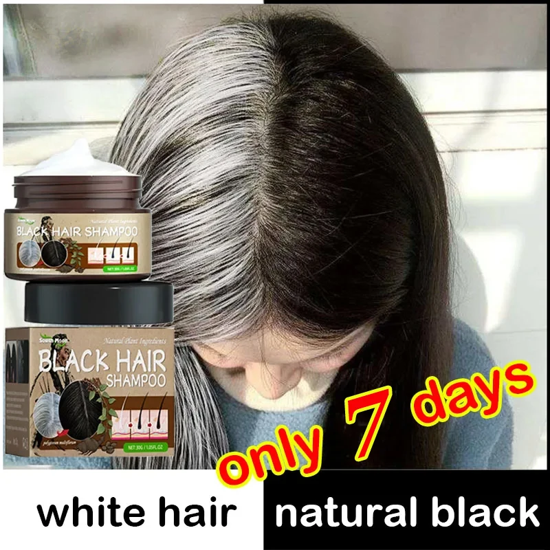 Natural Gray White Hair Treatment Shampoo White To Black Anti Gray Hair Dye Anti Loss Nourish Hair Care Products for Men Women