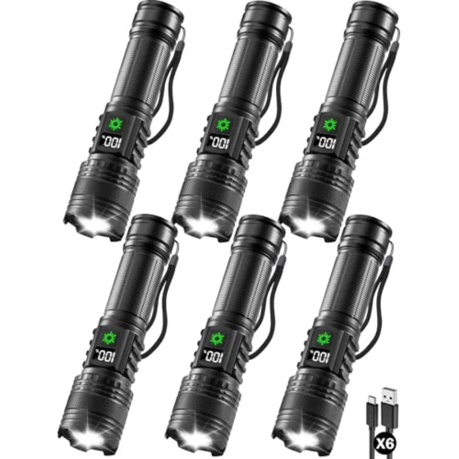 Rechargeable Flashlights High Lumens, LED Flashlight Rechargeable with LCD Digital Display, 5Modes Adjustable Flash Light, Supe