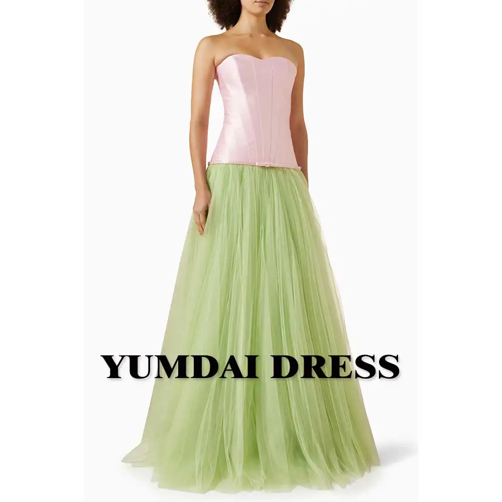 

YUMDAI Elegant Strapless Dubai Tulle Evening Dress 2024 Saudi 15-year-old Girl Coming of Age Ceremony A-line Guest Pink Dress