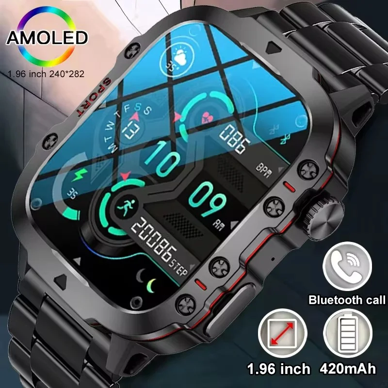 2024 New AMOLED HD Full Touch Screen Smart Watch Men For Android Xiaomi Bluetooth Call 5ATM Waterproof Outdoor Sport SmartWatch