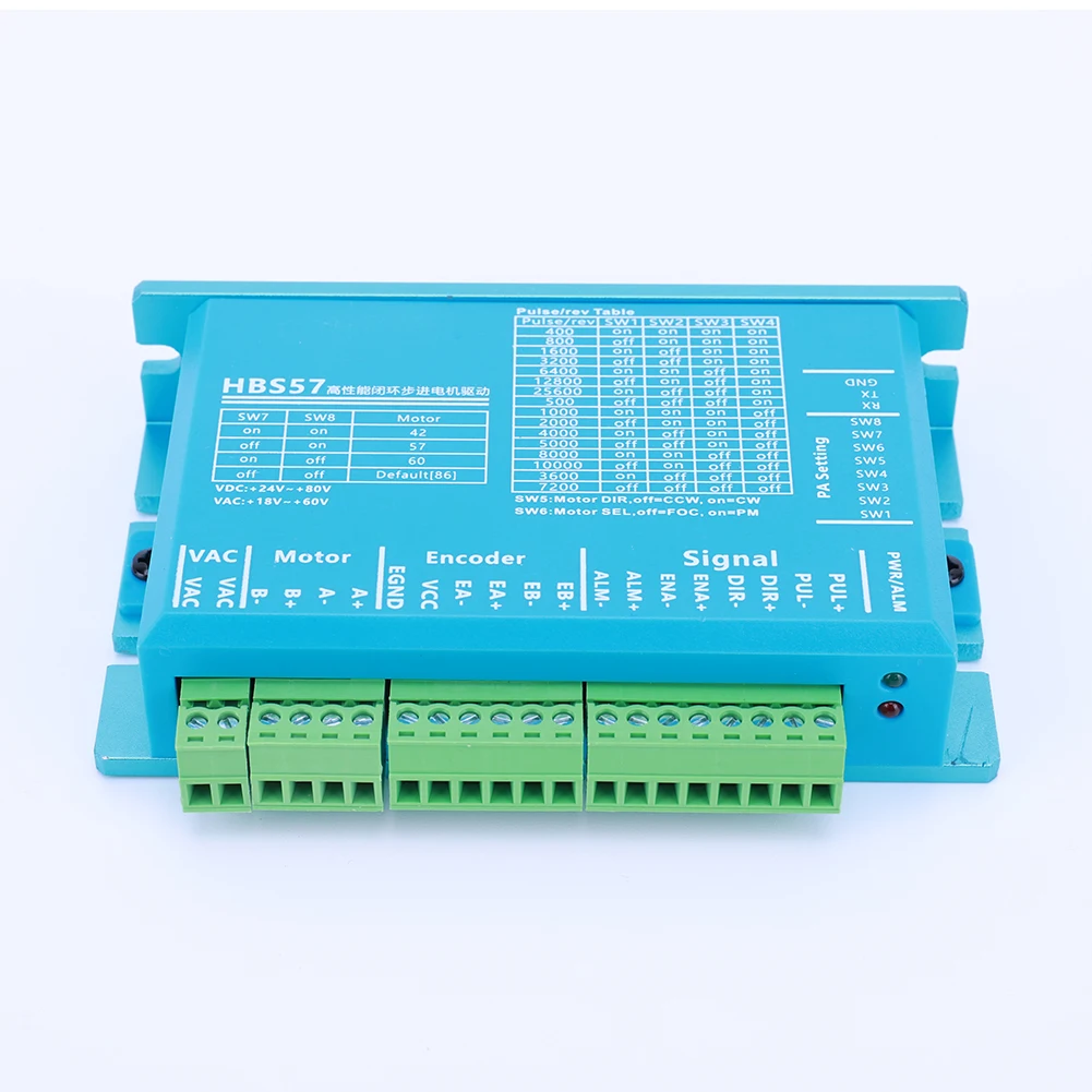Stepper Motor Driver AC20-80V/DC24-70V Hybrid Servo Motor Driver HBS57 Controller Encoder 1000 Lines 2-Phase for Nema23/24 Motor