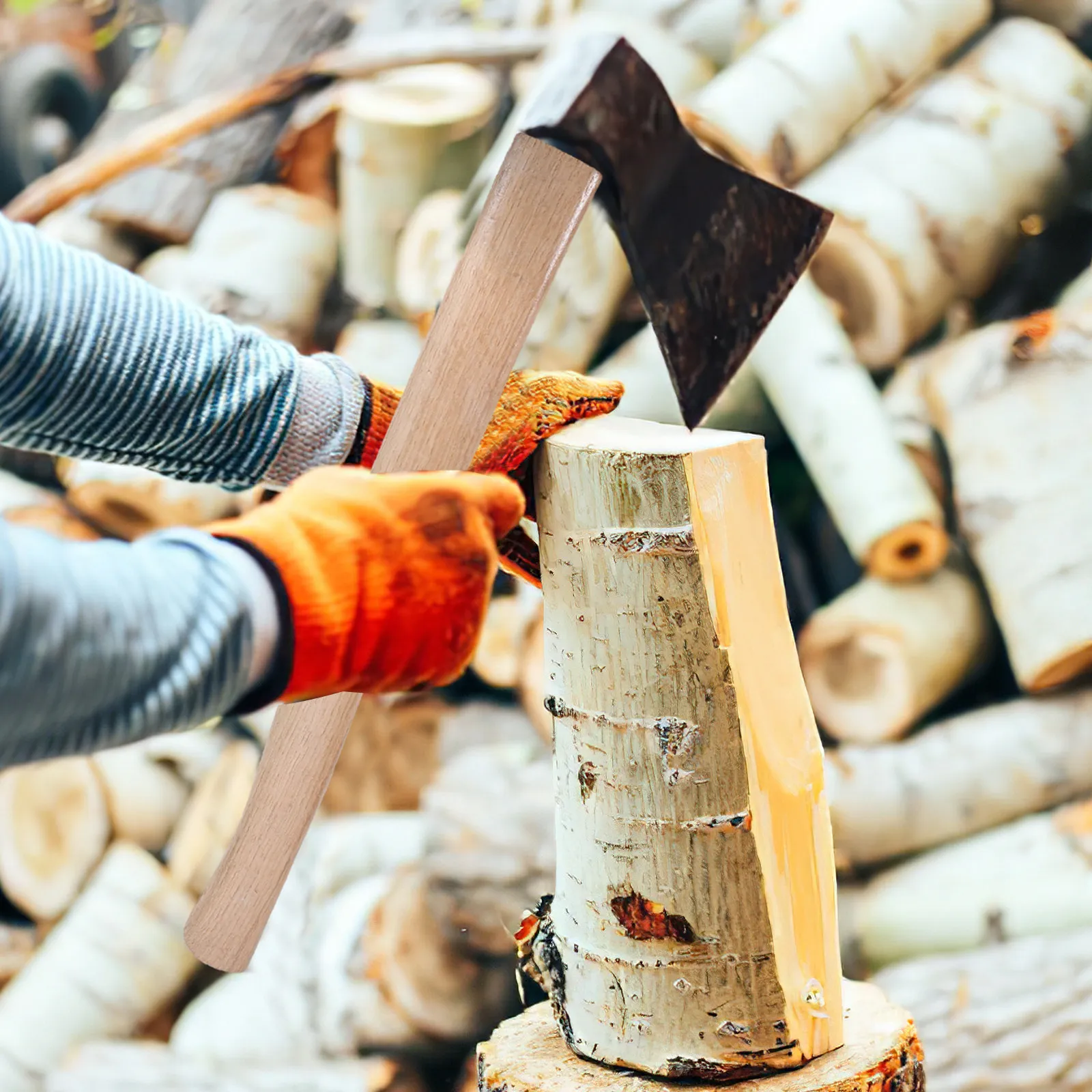 

1Set Axe Handle Wooden Replacement Hatchet Handle Labor Saving Woodworking Tool with Metal Wedges for Hammer and Tool