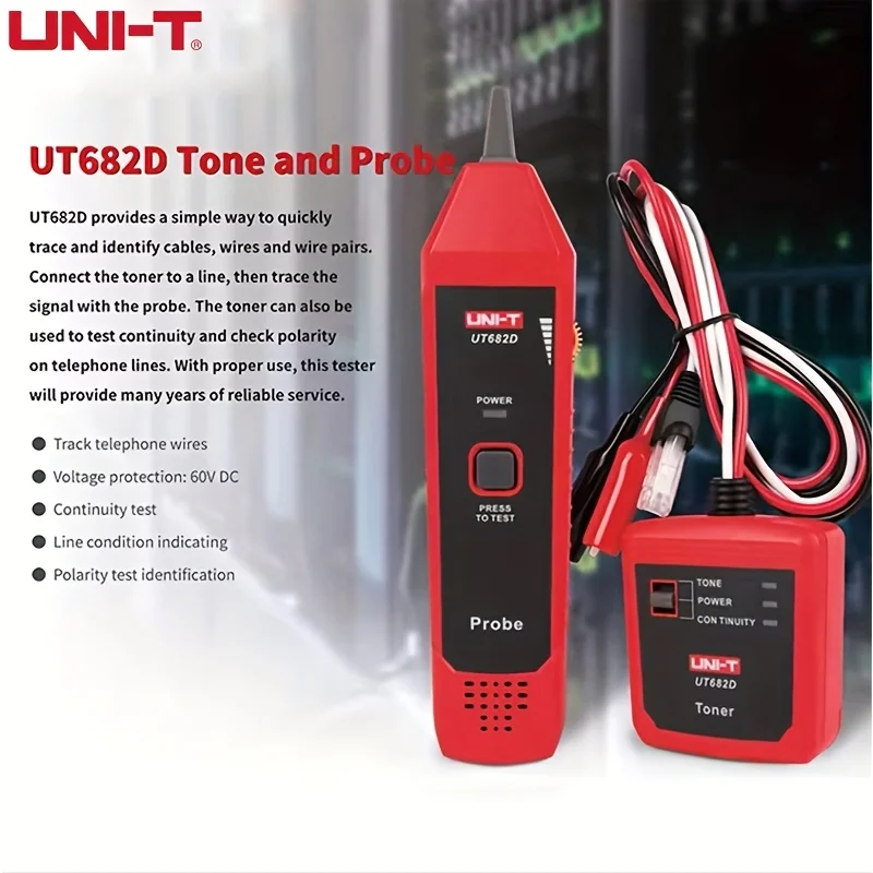 UNI-T UT682D Serie Kabeltester Toner-Sonde Telefonleitung Netzwerkkabel Ethernet LAN Tester Kalibrierungsdetektor Leitungsfinder – Detail 1