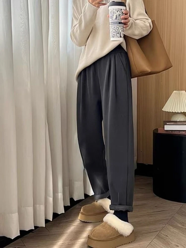 Womens Spring Fall Casual Granny Sweatpants High Waist Slim Narrow Wide Leg Loose Harem Joggers