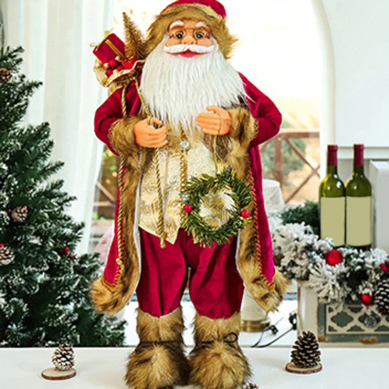 Santa Claus Doll Height 30cm New Year 2024 Christmas Decorations For Home Children's Gifts Window Ornaments Navidad