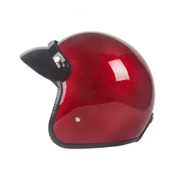 Red Beautiful Vintage Cafe Racer Shine Helmet Open Face Japanese Genuine High Quality Motorcycle Casco CE DOT