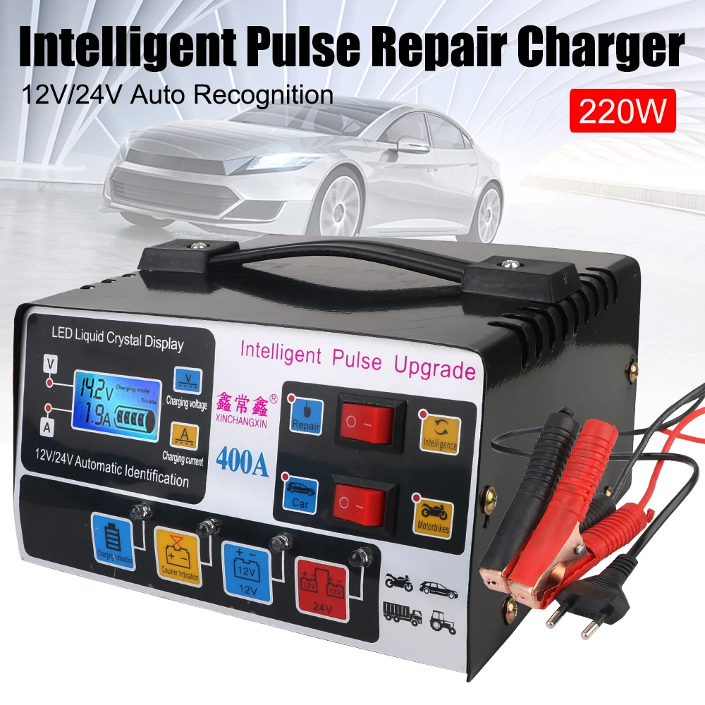 220W RV Chargers 12V 24V Batteries Automotic Switch Charging Intelligent Pulse Repair Digital Storage Cell Car Battery Chargers