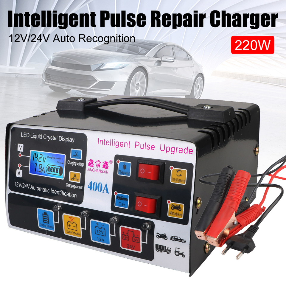  220W RV Chargers 12V 24V Batteries Automotic Switch Charging Intelligent Pulse Repair Digital Storage Cell Car Battery Chargers 