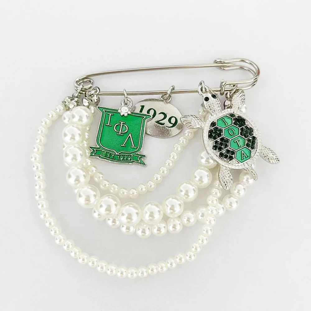 Iota Phi Lambda Greek Letter Badge 1929 Sorority Organization Party Ladies Sisters White Pearl Brooch Gift