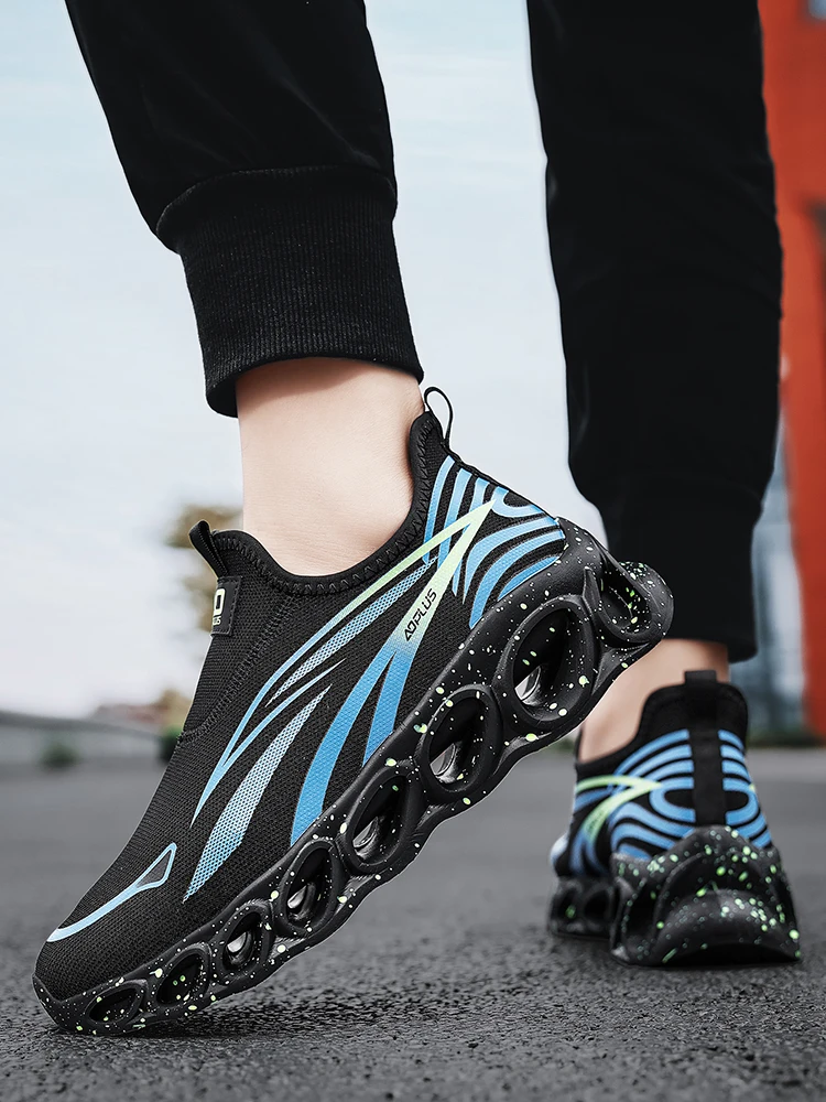 Paar-Sneaker mit dicker Sohle zum Hineinschlüpfen, ausgehöhlte Polsterschuhe, atmungsaktives Mesh, ohne Schnürsenkel, Outdoor-Freizeitschuhe zum Gehen, Übergröße – Detail 8