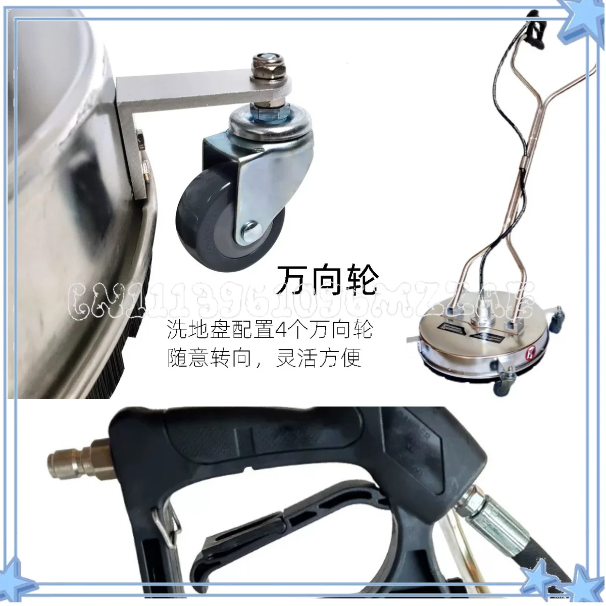 Stainless Steel Hand Push Home Washing Machine 20 Inch Pavement Washer High Pressure Factory Washing Site