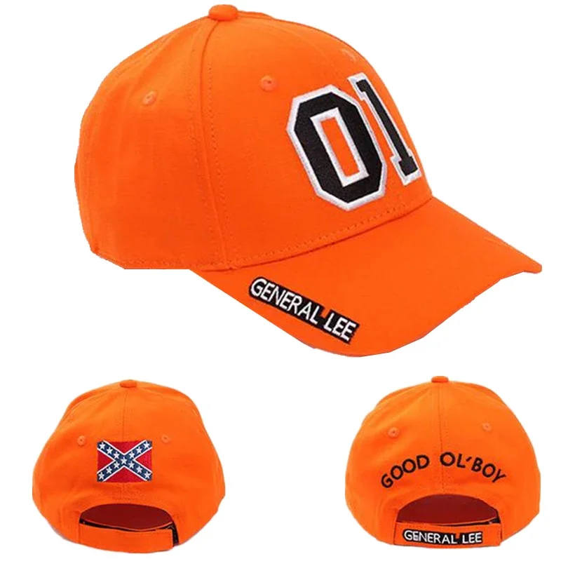 General Lee 01 Cosplay Hat Embroidery Unisex Cotton Orange Good OL Boy Dukes Adjustable Baseball Cap Accessories Sunhat Gift