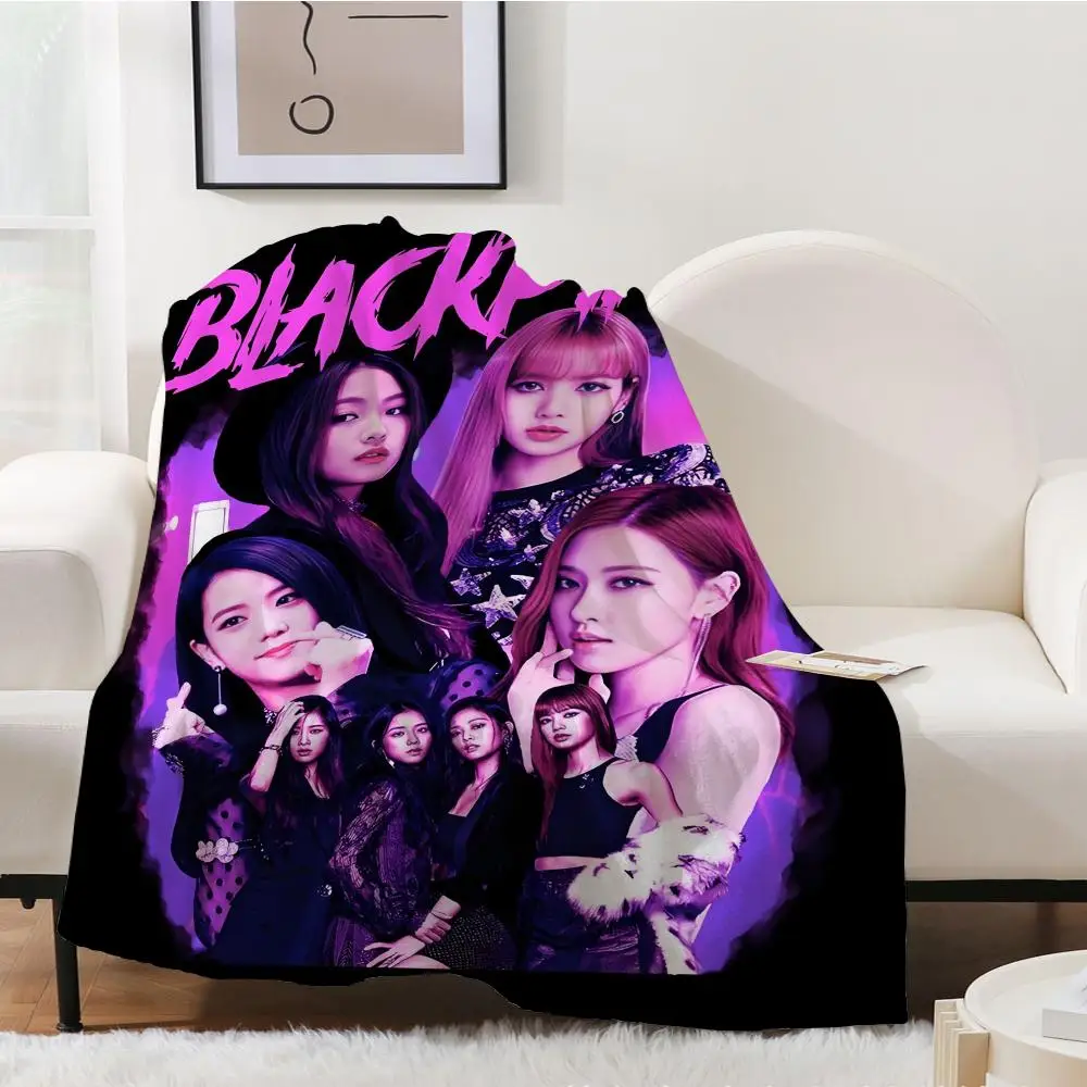 

CBD-BLACKPINK Throw Blanket Aesthetic Art Flannel Blanket Portable Home Travel Camping Sofa Picnic Thickening Flannel Blanket