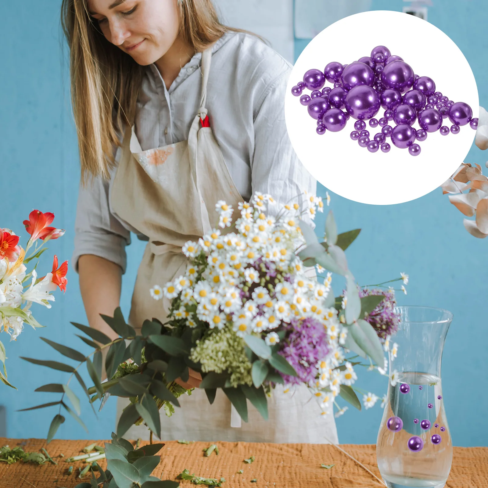 ลูกปัดประดิษฐ์ 125 ชิ้น สีม่วงเข้ม สำหรับตกแต่งแจกัน ทำจากพลาสติก ABS