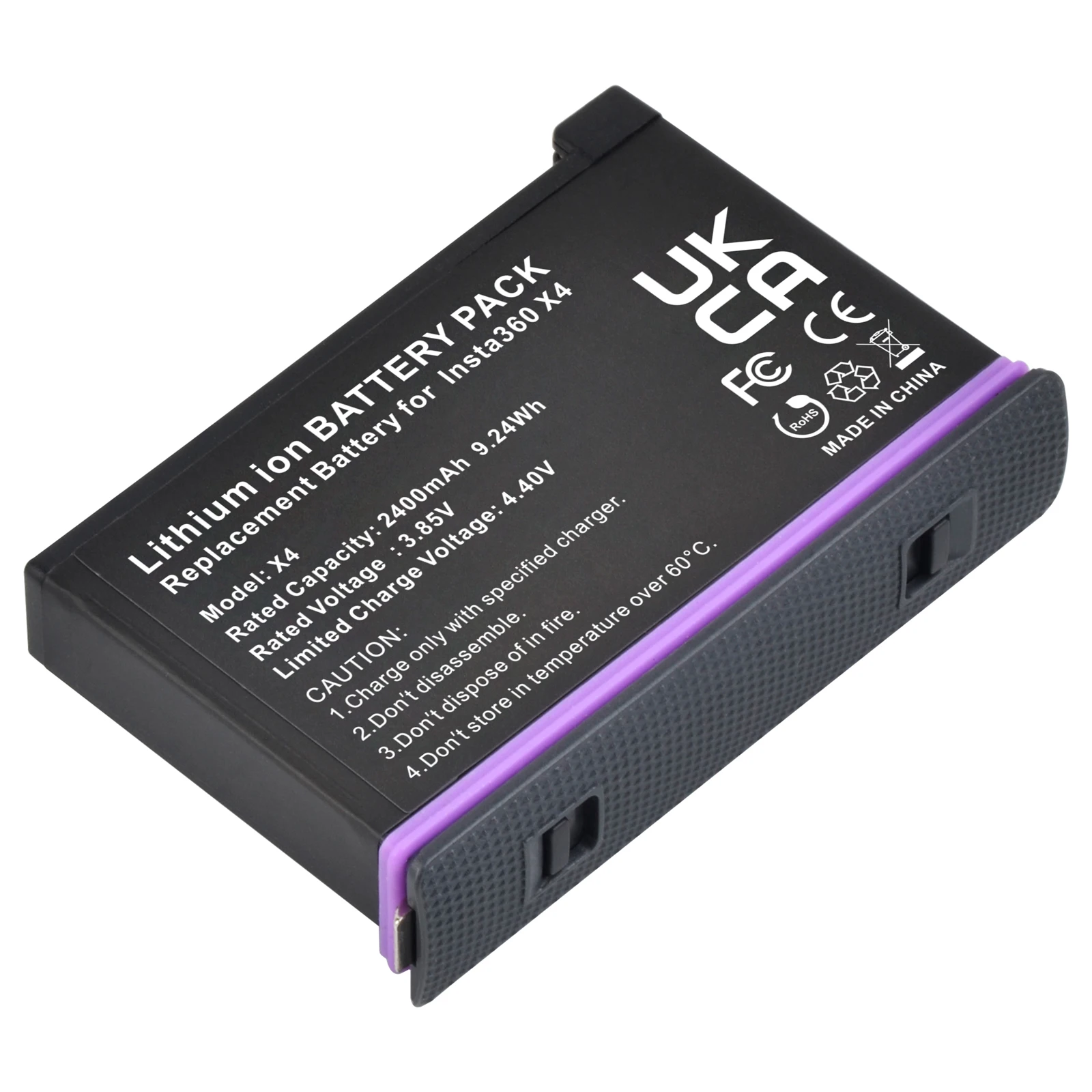 JINVAL Bateria 2400mAh do Insta360 X4, zamienna bateria + Szybka ładowarka z podwójnym gniazdem do kamery sportowej Insta 360 ONE X 4 — zdjęcie produktu 5