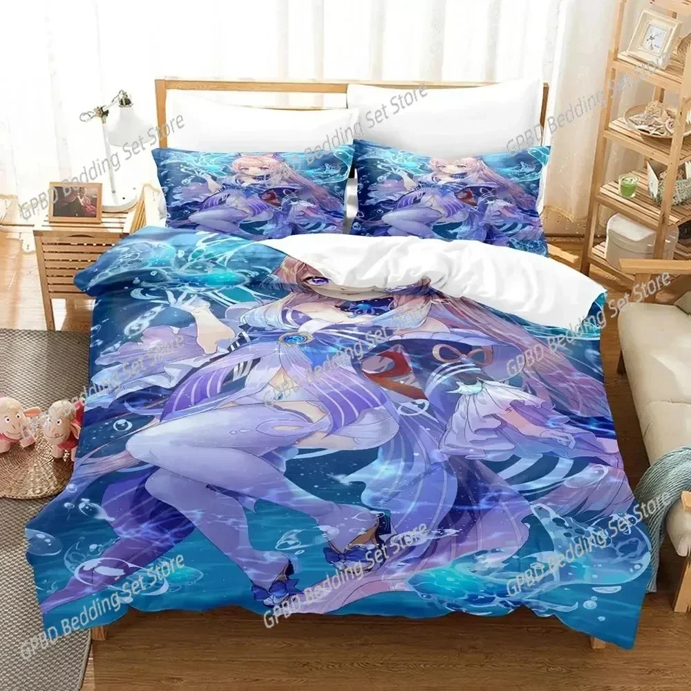 Genshin Impact Sangonomiya Kokomi 3D Bedding Set Duvet Cover Pillowcases Single Twin Full Queen King Size Home Decor Quilt Boys