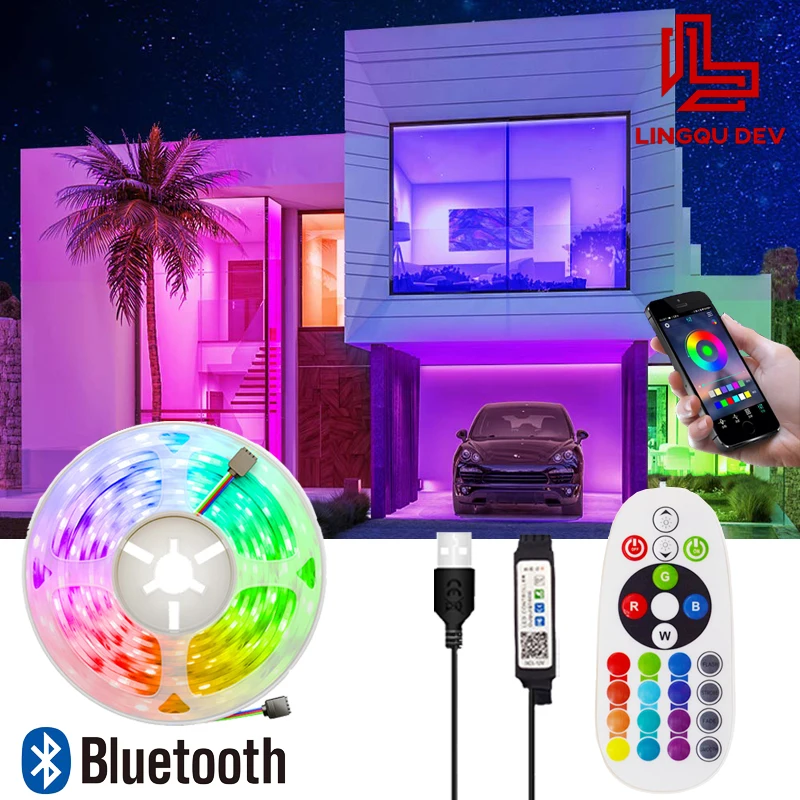 

LED 5050 Neon Light Bluetooth LED Strip Light TV Backlight Color RGB Tape LED Lights for Room Decor Luces led Para Habitacion