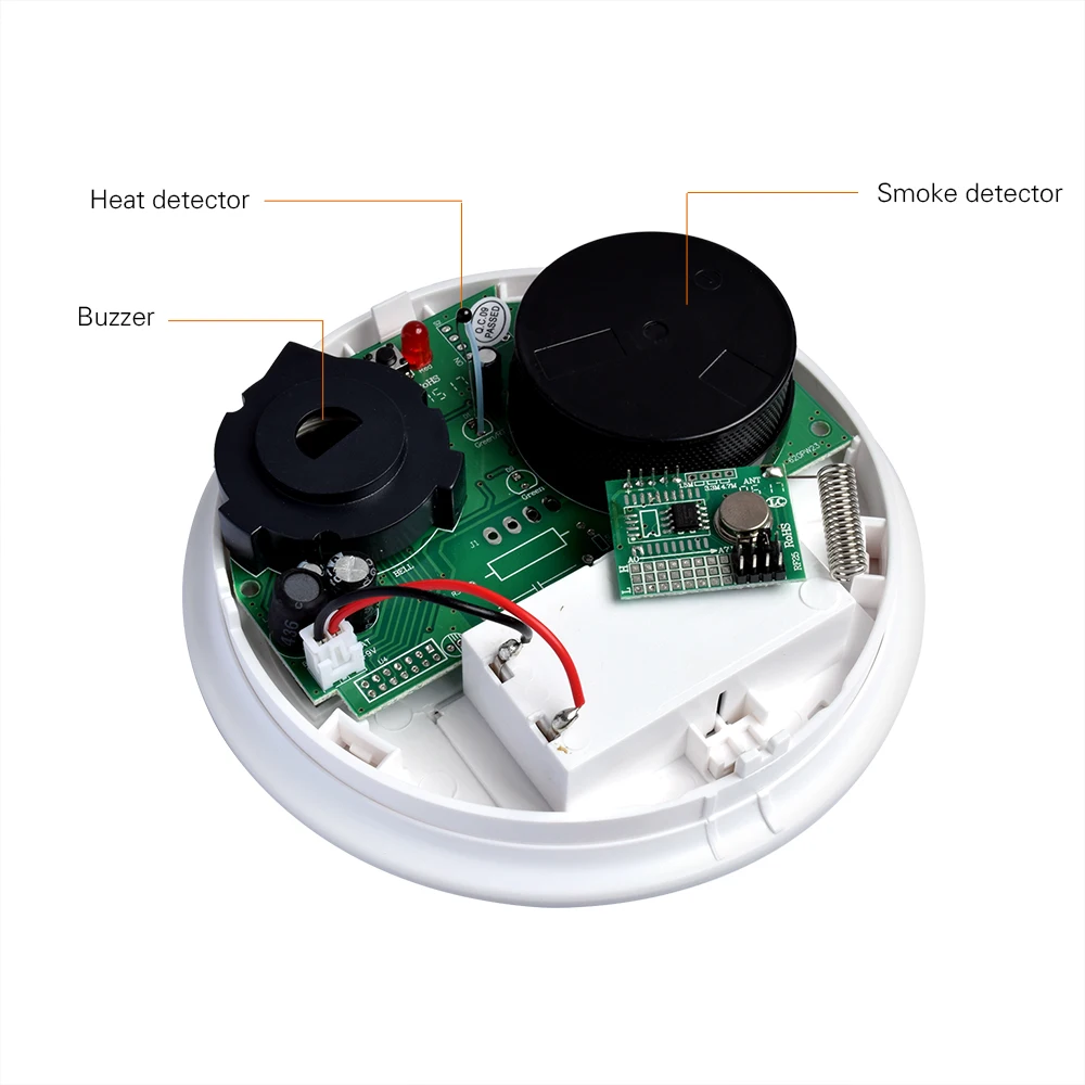 D5b detector de fumaça de proteção contra incêndio sem fio sensores de alarme de alta sensibilidade para sistema de alarme de segurança doméstica