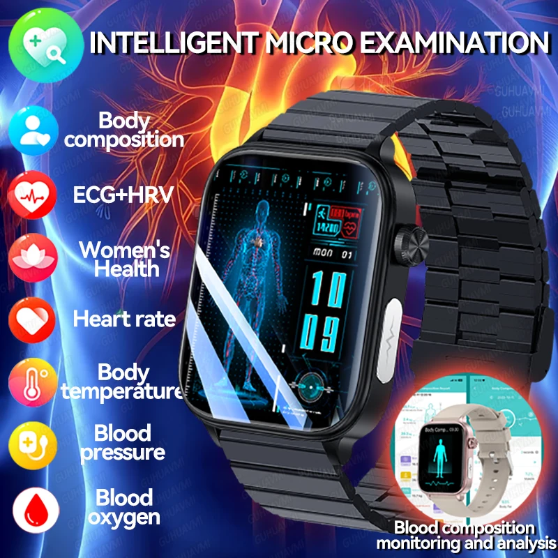 

New For Xiaomi Health Smart Watch Blood Pressure Blood oxygen Body Analysis Watches ECG+PPG Clock Bluetooth Call Smartwatch Men