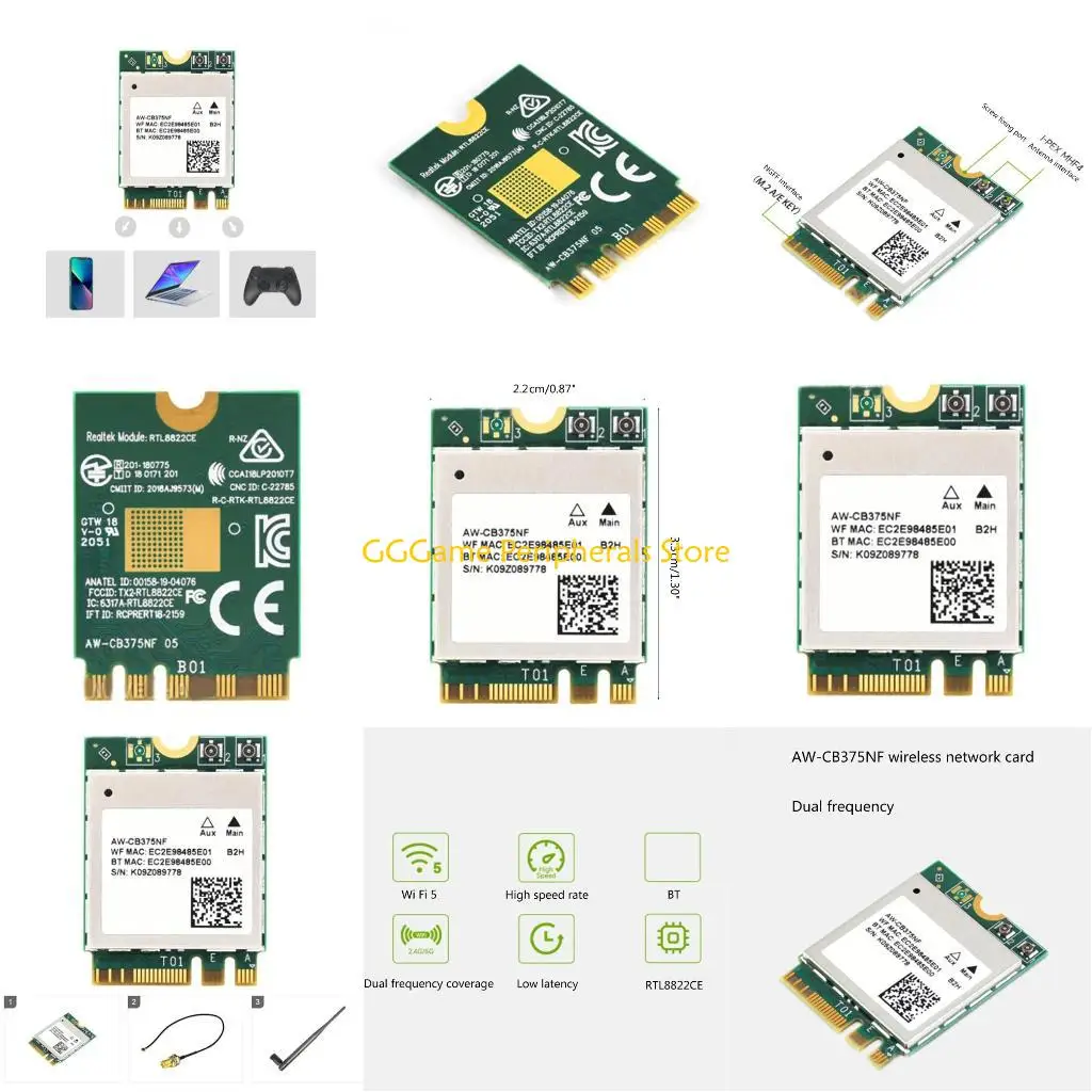 U55B AW-CB375N NGFF M.2 ثنائي النطاق 2.4G BT بلوتوث 5.0 واي فاي بطاقة الشبكة اللاسلكية