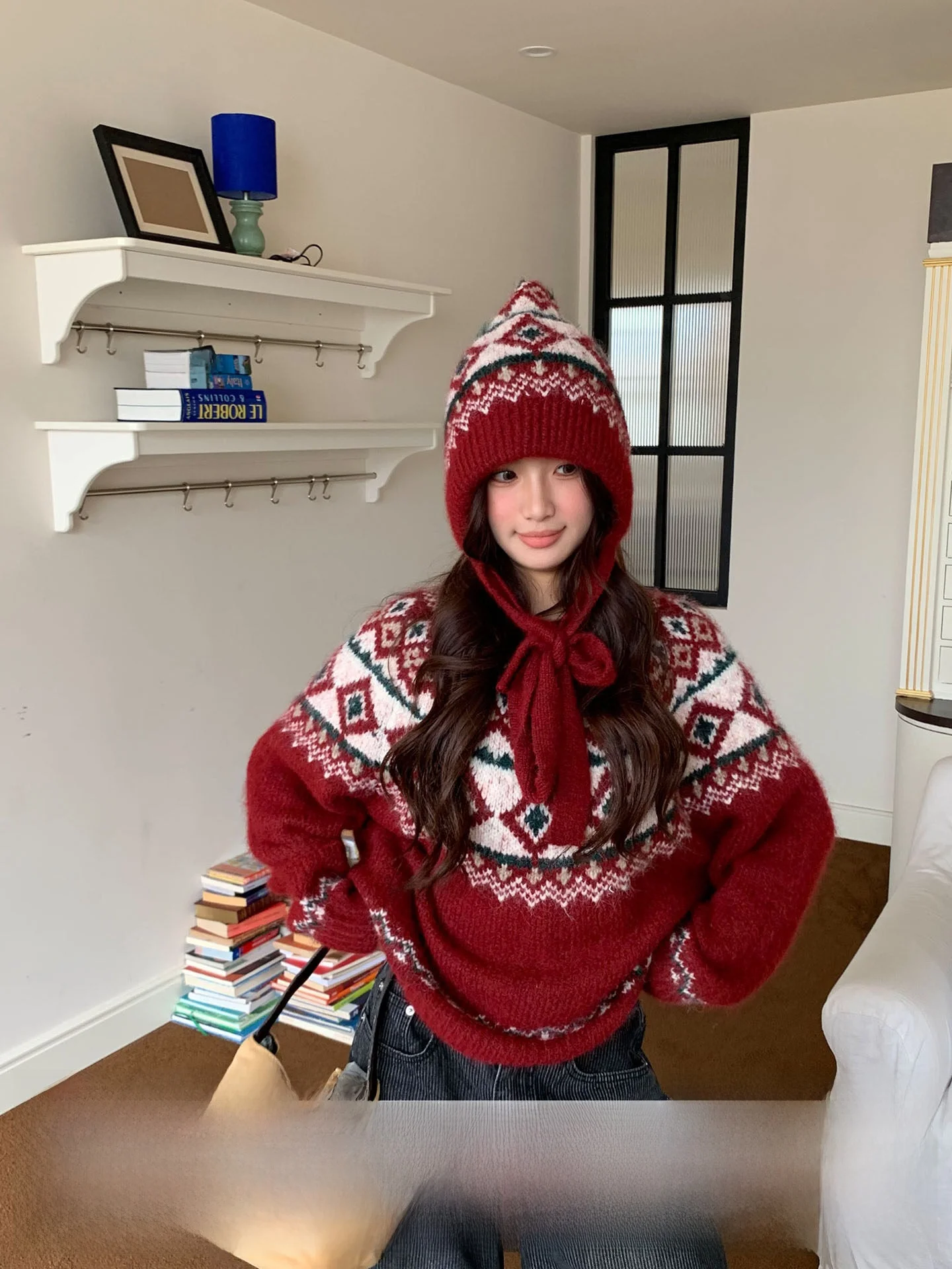 

Cisas Theme Orange Tree Knitted Sweater Women's Autumn Winter Cozy Slim Fit Overhead Knitted Top round Ne Long Sve