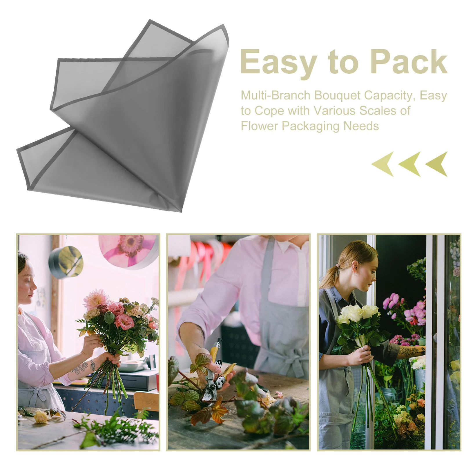 22.4x22.4 ورق تغليف الأزهار السوداء مقاوم للماء متين لترتيبات الزهور الطازجة DIY مشاريع الزفاف #6