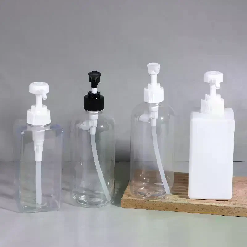 

500ML Refillable Pump Bottles Clear White Plastic Liquid Dispensing Bottle For Lotion Shampoo Soap Body Wash Travel Use
