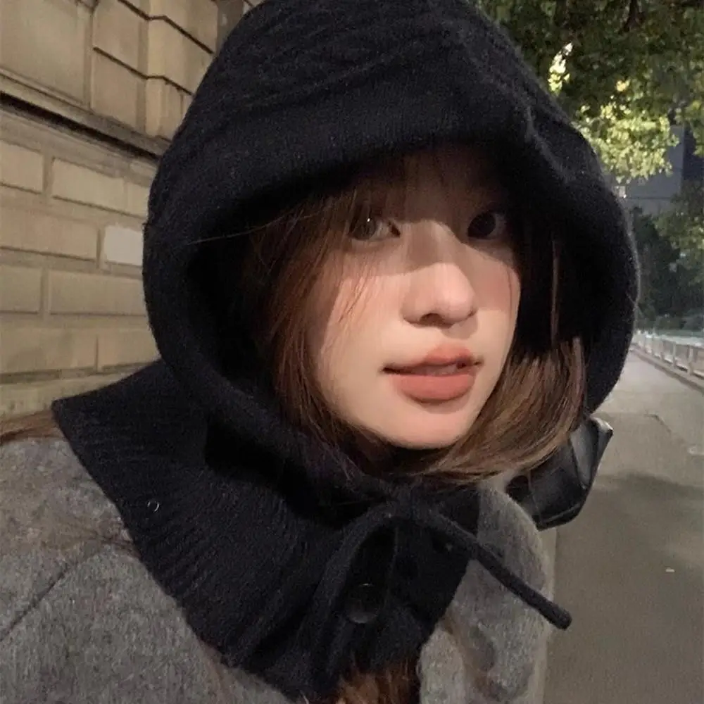 

Новая вязаная зимняя Балаклава, утолщенная шапка с капюшоном, защитная шапка для ушей, цельный шарф для защиты шеи, шапка, зимние аксессуары Y2K