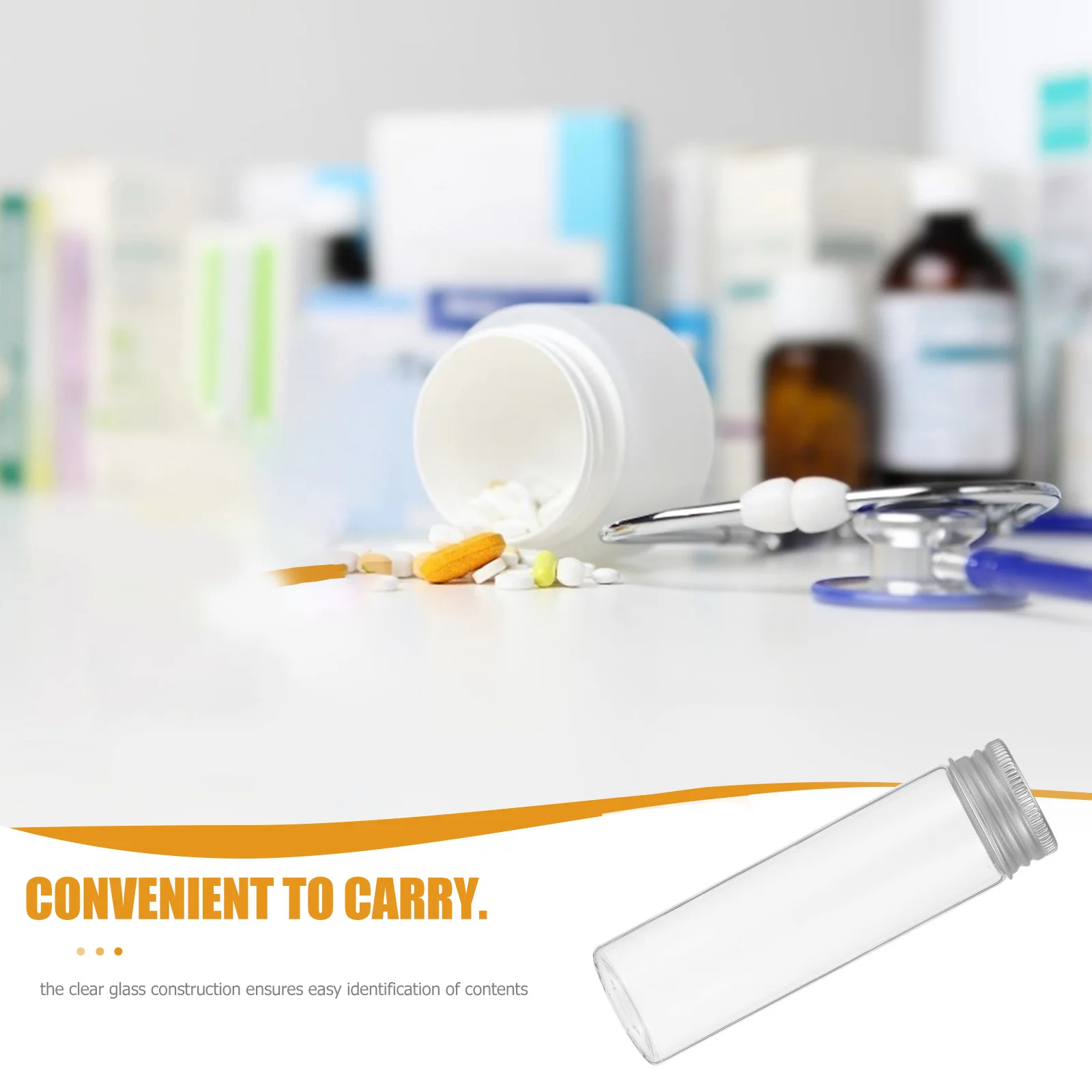 

30Pcs Clear Glass Vials Small Medicine Bottles with Screw Caps for Storing Powders Capsules Herbal Teas Kitchen Organization