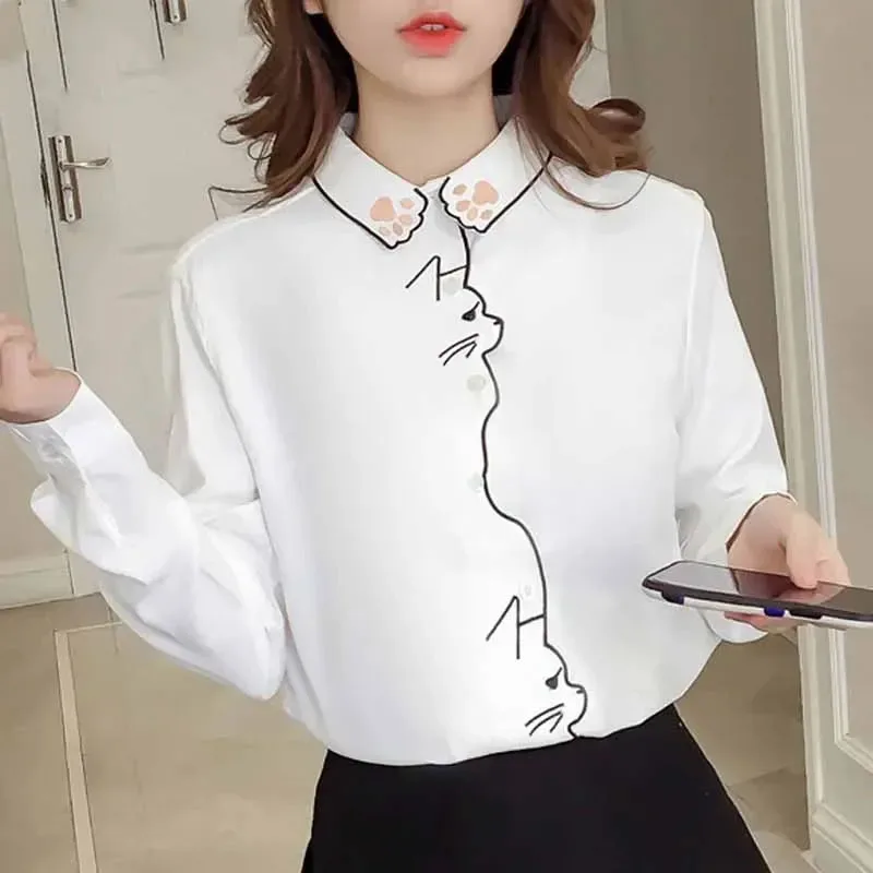 Embroidery Women Blouses Shirt Office Girl Shirt Autumn Long Sleeve Female Pattern White Shirt Female Women Tops  Blusa 7902 50