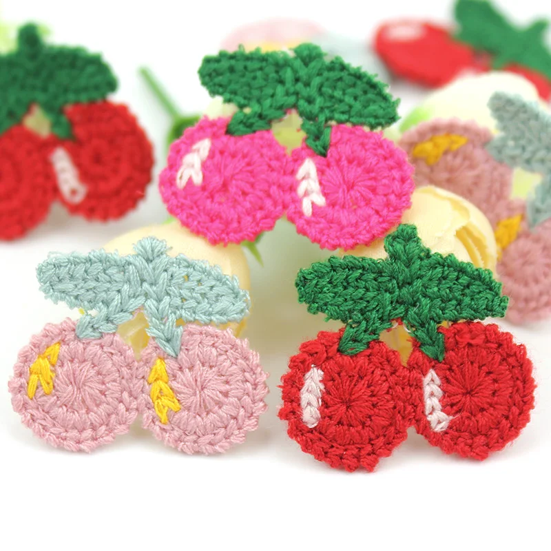 36Pcs 3cm Cute Cherry Woolen yarn Sew on patches For Clothing DIY Baby's Headwear Accessories Stick-on Appliques Decor Crafts