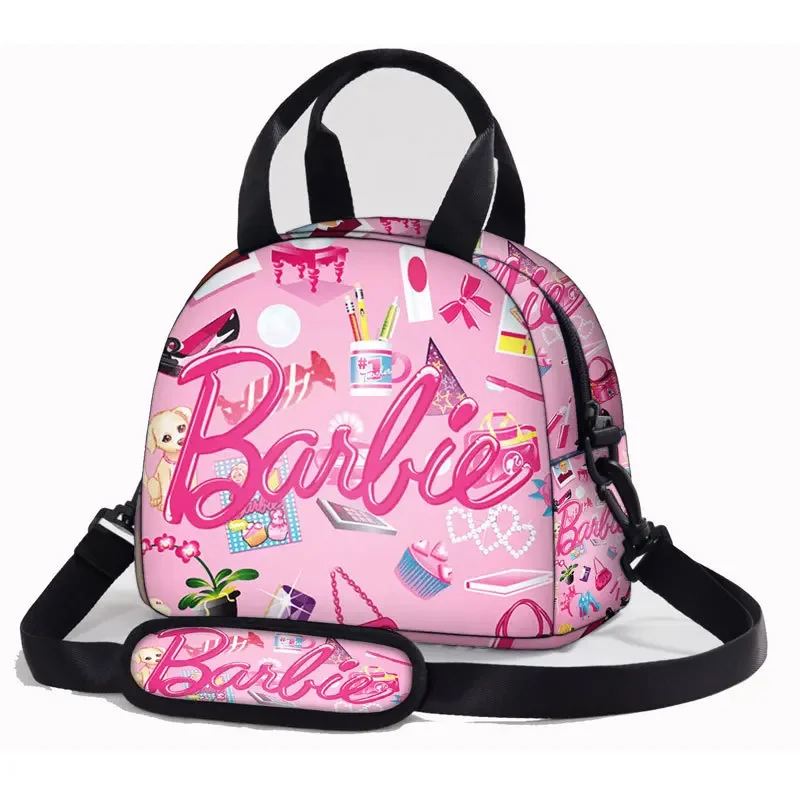 Anime Kawaii Cartoon Barbie Barbie stampato borsa da pranzo a tracolla per bambini borsa da pranzo portatile per cartoni animati regali per bambini