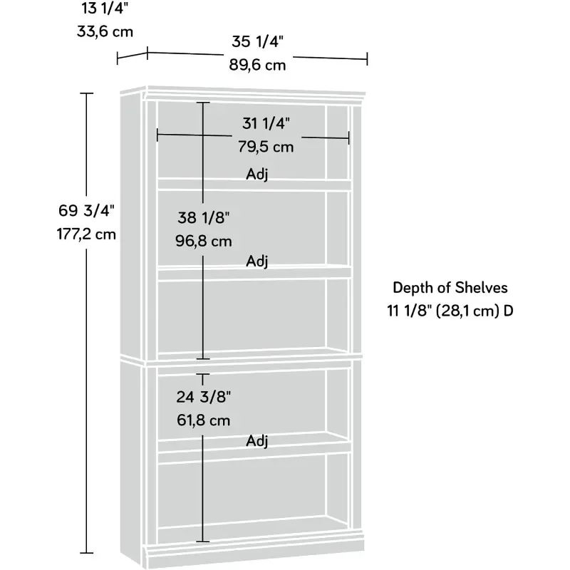 Estante de 5 prateleiras Sauder Select Collection, estantes com acabamento em cereja Washington Libreria Estanteria