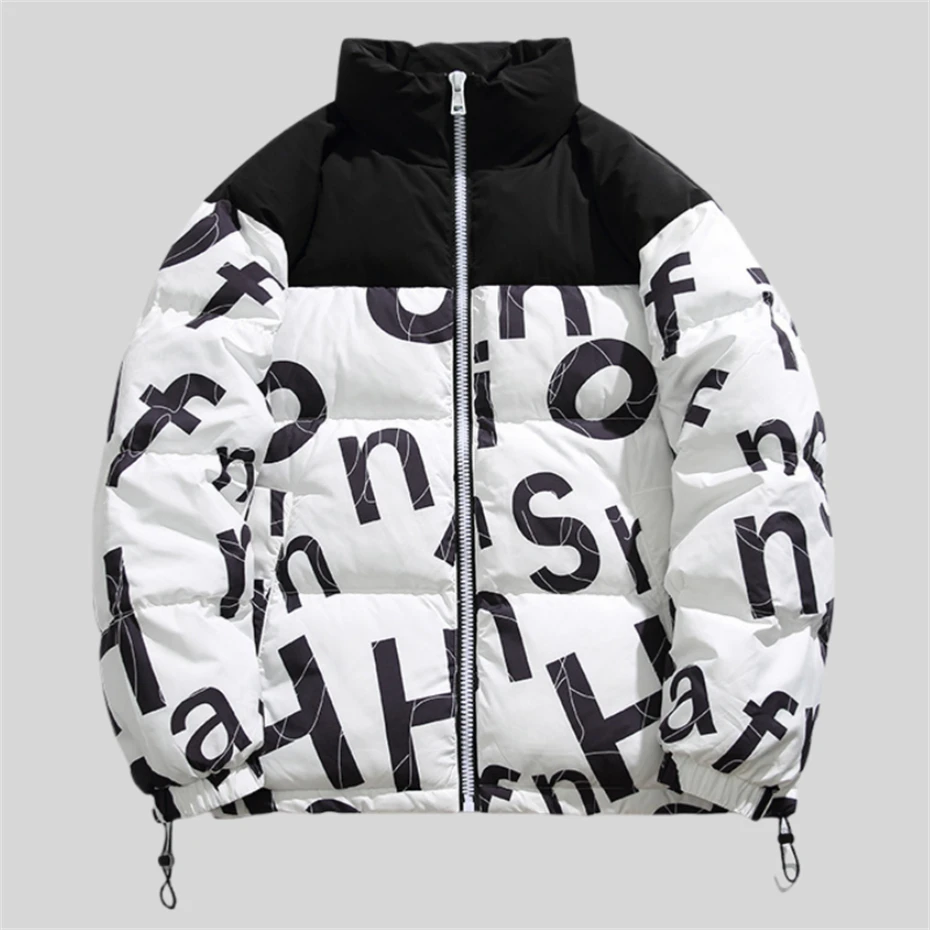 Jaket Puffer pria, mantel Parka hangat tebal, jaket Puffer dengan bantalan, jaket Hip Hop Harajuku ukuran besar untuk musim dingin