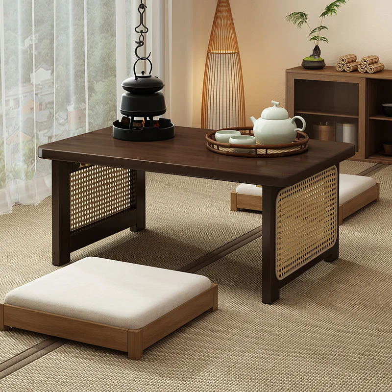 Folding Desk Japanese Tatami Tea Table Zen Style Low Table for Bedroom Living Room Non Solid Wood