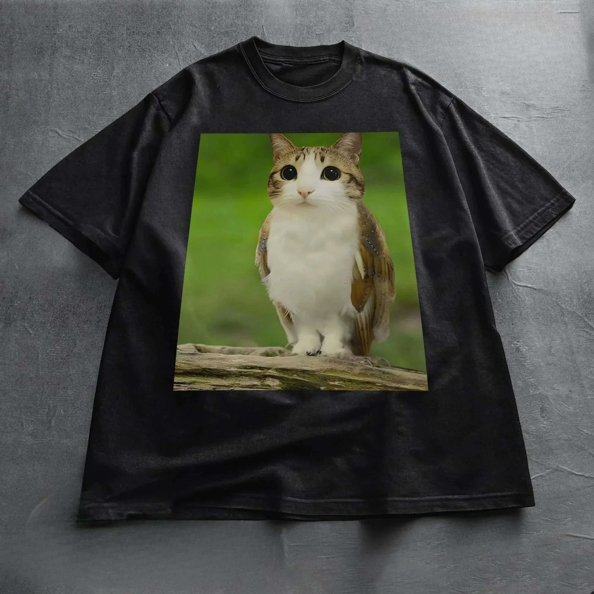 Meowl Cat Meme T-Shirt, Funny Cat Meme Tee, Cat & Owl Brainrot Meowl Kitten Fashion Summer Short Sleeve Women And Men T-shirt