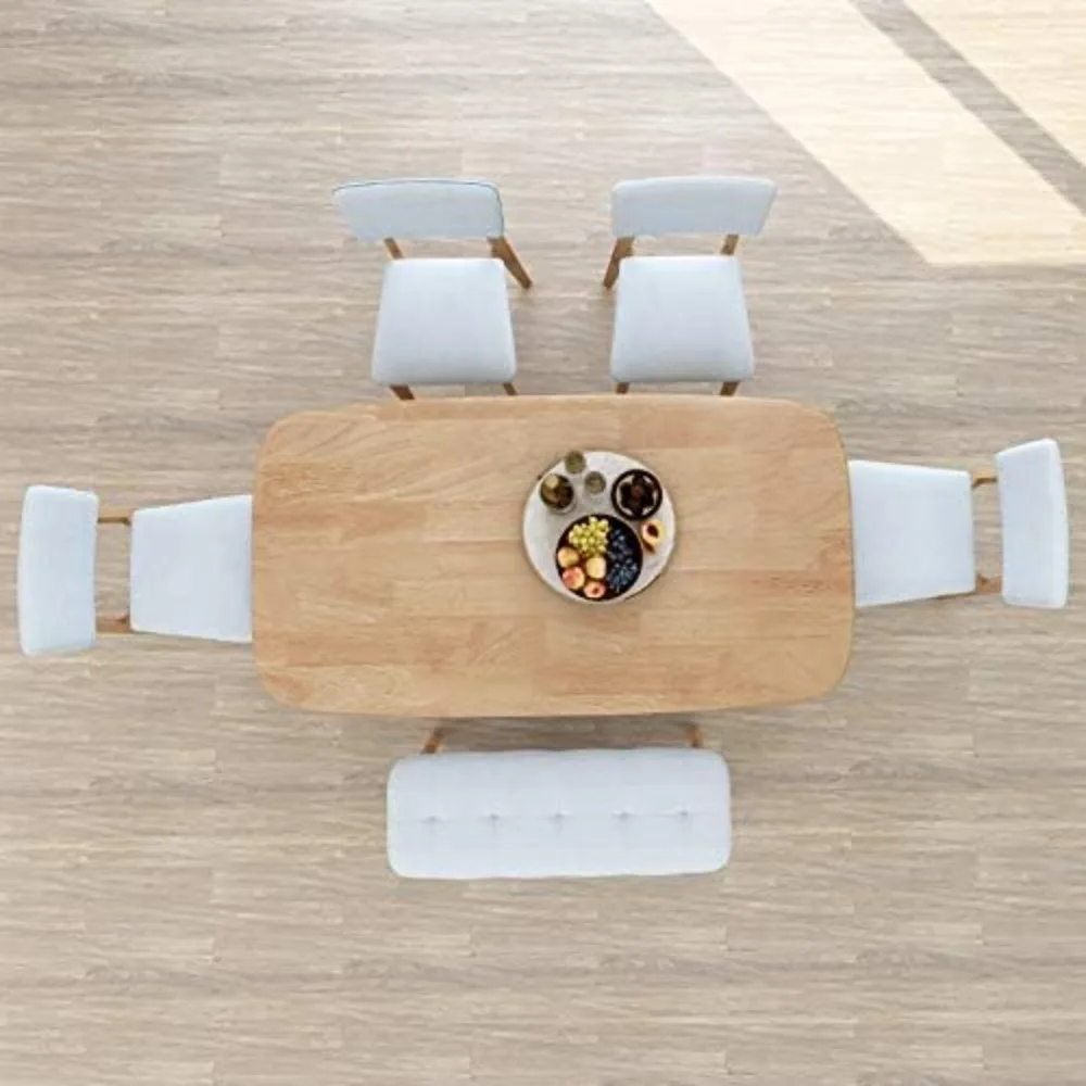 Mesa de jantar moderna de madeira maciça real de meados do século, mesa de trabalho, 47 polegadas, natural...