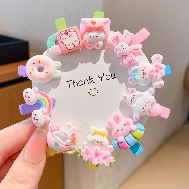 10pcs/set Cute Cartoon Hair Clips For Girls Sweet Hair Ornament Kawaii Side Hairpins Barrettes Children Lovely Hair Accessories