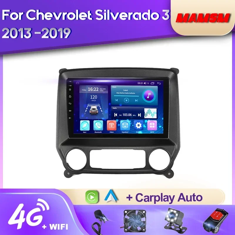 MAMSM Android 12 Car Radio For Chevrolet Silverado 3 GMTK2 2014-2018 Multimedia Video Player Navigation GPS 4G Carplay Autoradio