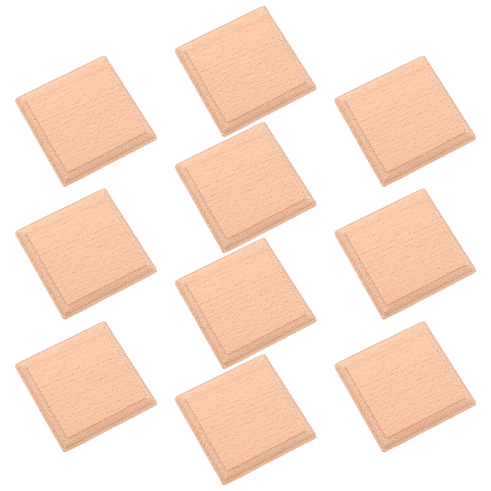 10個入り正方形木製ブロック 天然ブナ材ディスプレイ台座 工芸品彫刻や絵画用 未完成の木製ベース モデル用