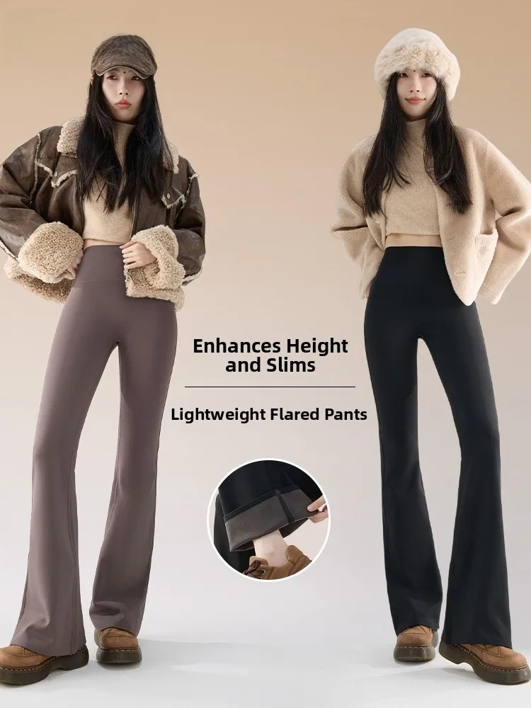 

Брюки для йоги Thiened Fce с высокой талией, женские теплые повседневные длинные брюки-колокольчики, осенне-зимние модные брюки больших размеров