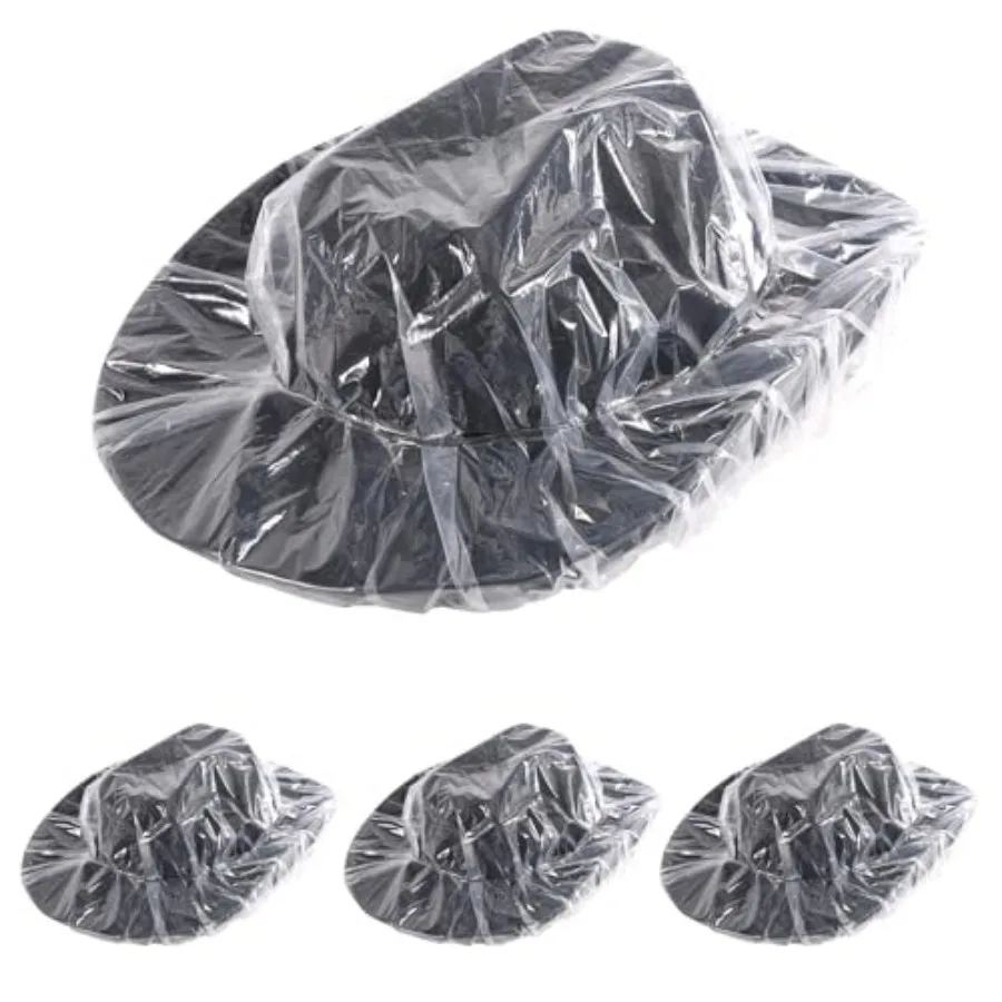 

4pcs Cowboy Hat Covers, Transparent Unisex Waterproof Hat Rain Cover Protector with Flexible Edges for Rain and Dust Protection