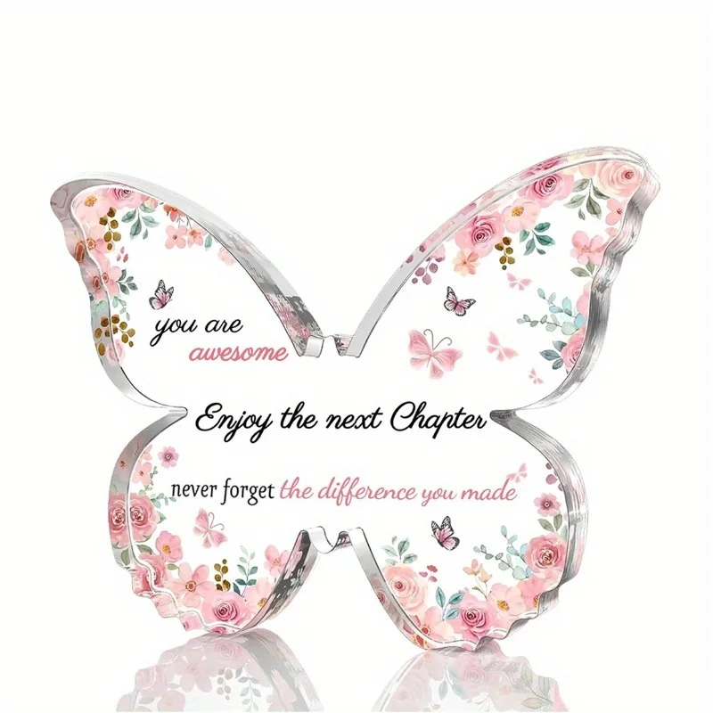 لوحة فراشة أكريليك "تقاعد سعيد" - هدية التقاعد للسيدات والزميل هدية شكرًا لك