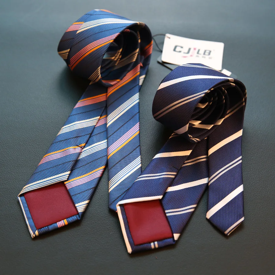 Linbaiway 7cm Polyester Ties for MenS Suit Formal  Dress Striped Gravata Collar Slim Tie Wedding Party Necktie Custom LOGO
