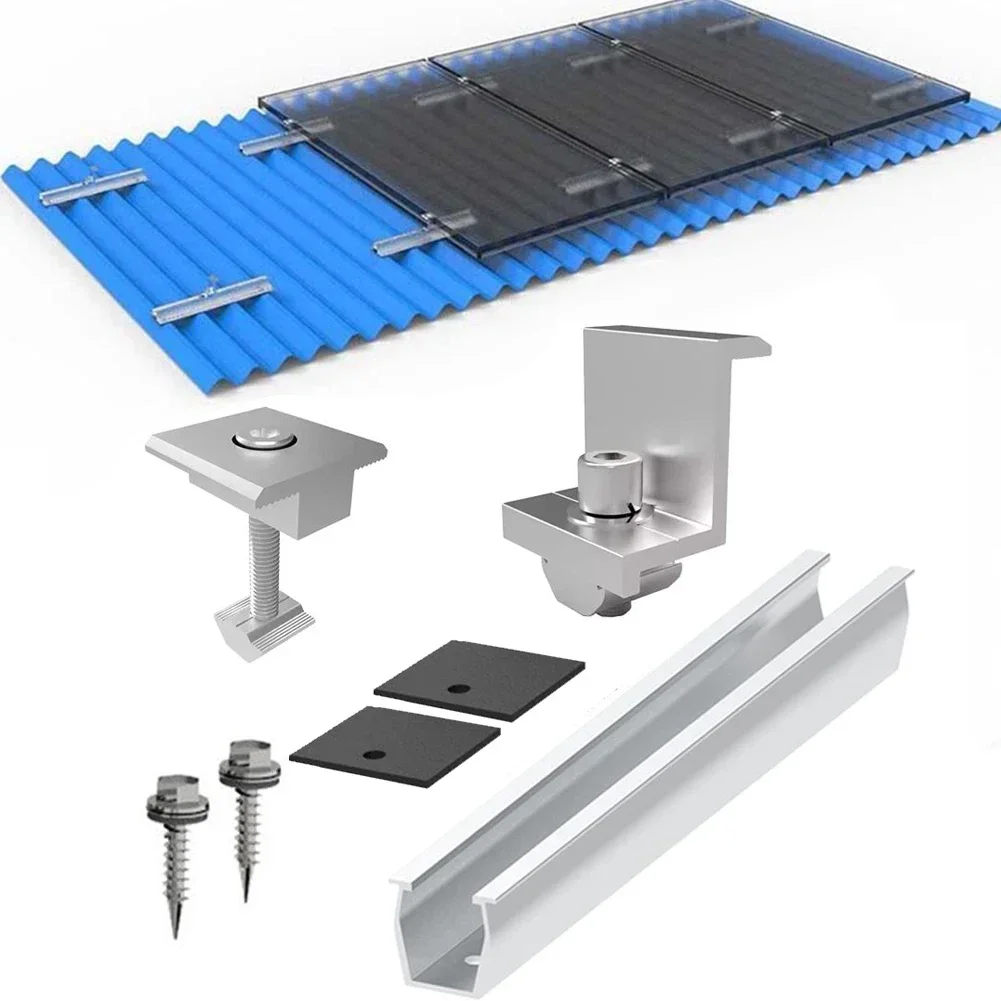 ALLGOOD Solar Panel Mount Bracket Rails Clamp Fastening Module Mount Mounting PV Photovoltaic Solar Power Supplies Trapezoidal R