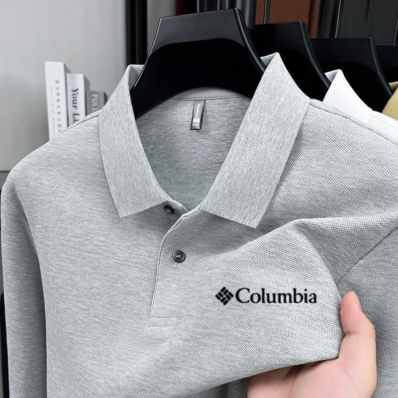 100% Reine Baumwolle Hochwertiges Frühlings- und Herbst-Herren-Langarm-Poloshirt, Bequemes Casual-Shirt mit Exquisiter Marken-Stickerei – Detail 3